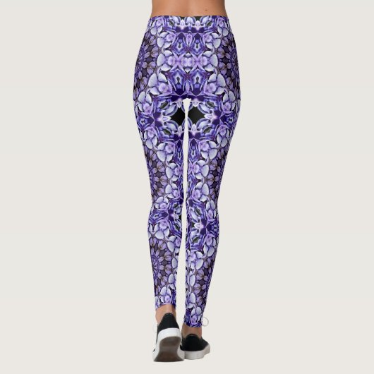 Hydrangea Flower Petals Abstract kunstpatroon Leggings (Achterkant)