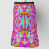 Hydrangea Flower Petals in Aqua Magenta en Oranje Golfheadcover (Draai 90)