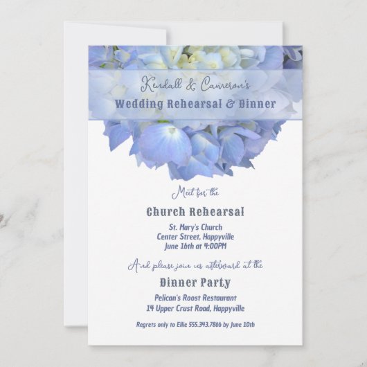 Hydrangea Flower Wedding Rehearsal Dinner Kaart (Voorkant)