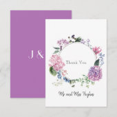Hydrangea flower wreatbruiloft met als thema Dank Bedankkaart (Voorkant / Achterkant)