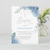 Hydrangea flowers Baptism Invitation Kaart (Staand voorkant)