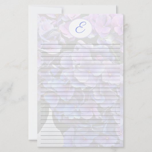 Hydrangea Flowers Bckground Monogram Initiaal Briefpapier (Voorkant)