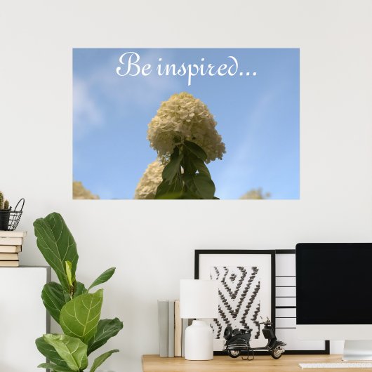 Hydrangea Flowers Blue Sky Poster (Thuiskantoor)