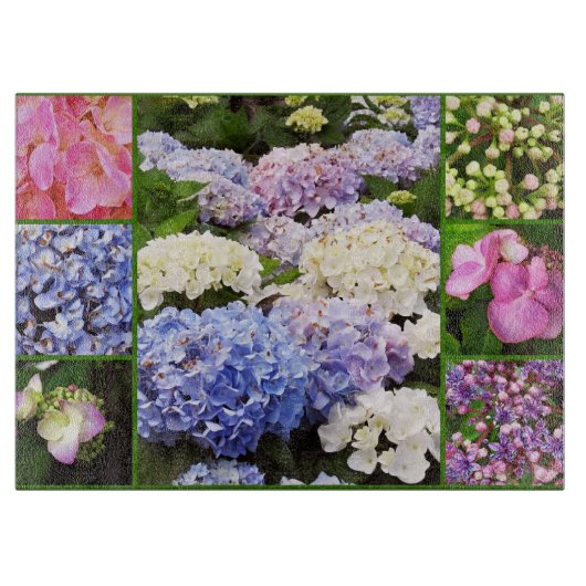 Hydrangea Flowers Collage-15x11 Cutting Board Snijplank (Voorkant)