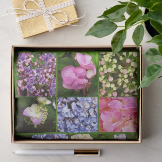 Hydrangea Flowers Collage-TISSUE WRAPPING PAPER Tissuepapier (Geschenk)
