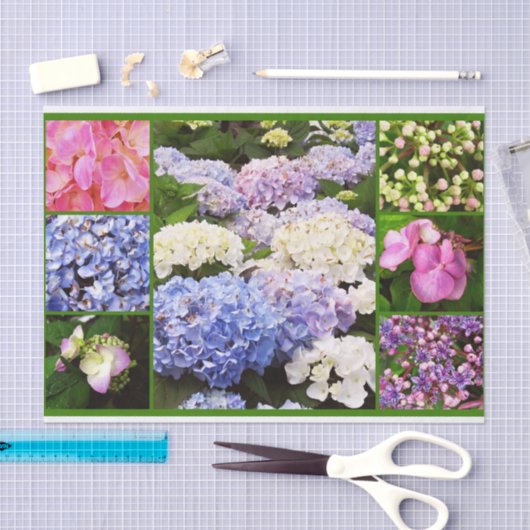 Hydrangea Flowers Collage-TISSUE WRAPPING PAPER Tissuepapier (Craft)
