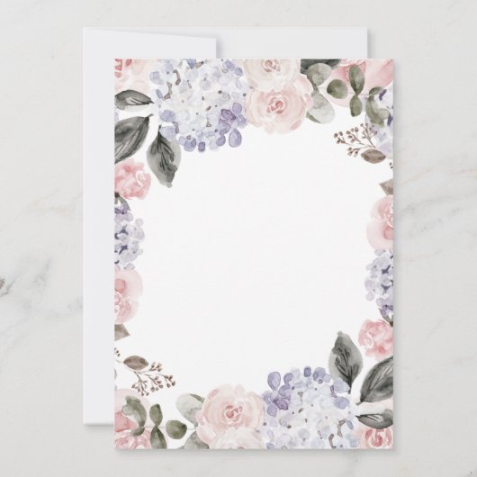  Hydrangea Flowers en Gold | Baby shower Kaart (Achterkant)