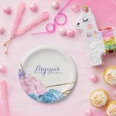 Hydrangea Flowers & Gold Chic Elegant Spring Papieren Bordje (Feest)