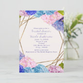 Hydrangea Flowers & Gold Chic Spring Invitations Kaart (Staand voorkant)