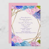 Hydrangea Flowers & Gold Chic Spring Invitations Kaart (Voorkant / Achterkant)