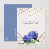 Hydrangea Flowers & Gold Elegant Save the Date Aankondigingskaart (Voorkant / Achterkant)