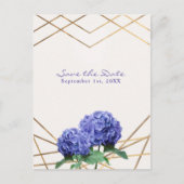 Hydrangea Flowers & Gold Elegant Save the Date Aankondigingskaart (Voorkant)