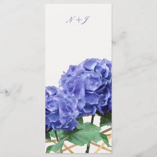 Hydrangea Flowers & Gold Elegant Wedding Menu Card (Achterkant)