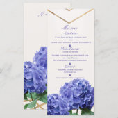 Hydrangea Flowers & Gold Elegant Wedding Menu Card (Voorkant / Achterkant)
