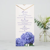Hydrangea Flowers & Gold Elegant Wedding Menu Card (Staand voorkant)