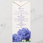 Hydrangea Flowers & Gold Elegant Wedding Menu Card (Voorkant)