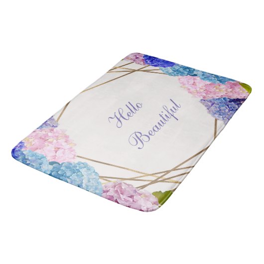 Hydrangea Flowers & Gold Floral Chic Spring Badmat (Gekanteld)