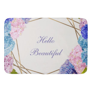 Hydrangea Flowers & Gold Floral Chic Spring Badmat