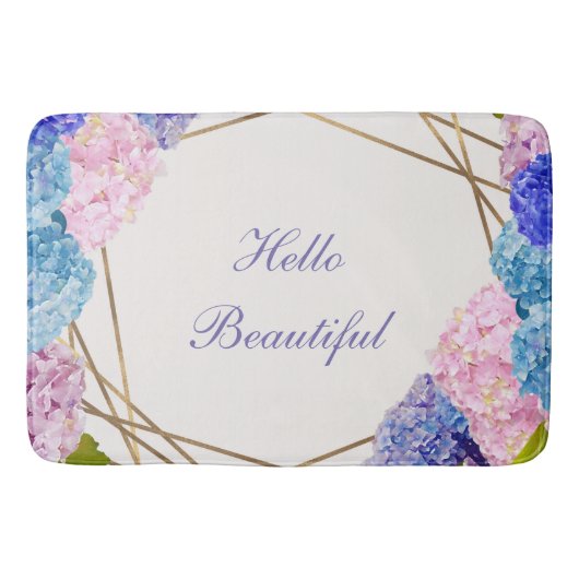 Hydrangea Flowers & Gold Floral Chic Spring Badmat (Voorkant)