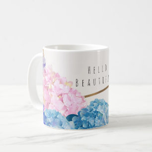 Hydrangea Flowers & Gold Floral Chic Spring Custom Koffiemok