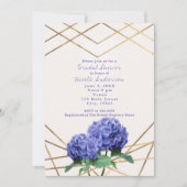 Hydrangea Flowers & Gold Lines Elegante Uitnodigin Kaart (Voorkant)