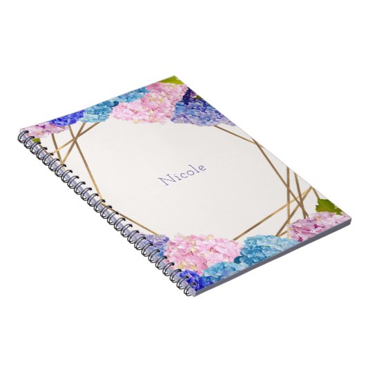Hydrangea Flowers & Gold Spring Floral Chic Notitieboek (Rechterzijde)