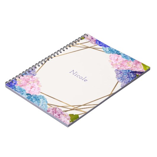 Hydrangea Flowers & Gold Spring Floral Chic Notitieboek (Linkerzijde)