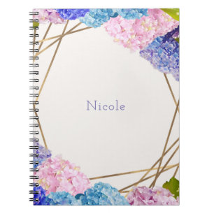 Hydrangea Flowers & Gold Spring Floral Chic Notitieboek
