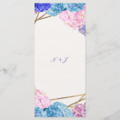 Hydrangea Flowers & Gold Spring Wedding Menu Card (Achterkant)