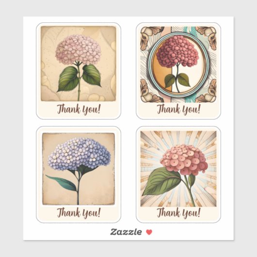 Hydrangea Flowers Groovy Retro Personalized Sticker (Vel)