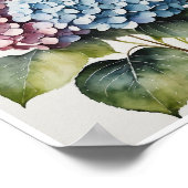 Hydrangea Flowers Handgemaakt Poster Waterkleur (Hoek)