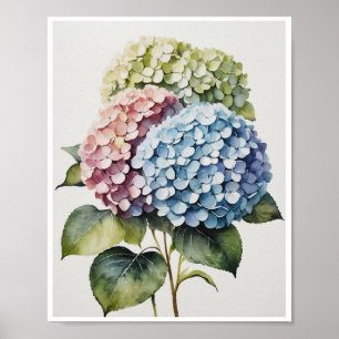 Hydrangea Flowers Handgemaakt Poster Waterkleur