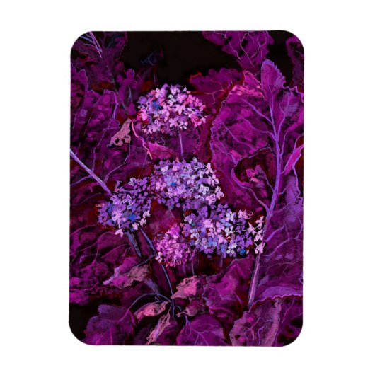 Hydrangea Flowers Horseradish Floral Art Paars Magneet (Verticaal)