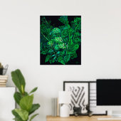 Hydrangea Flowers & Horseradish Floral Black Green Poster (Thuiskantoor)