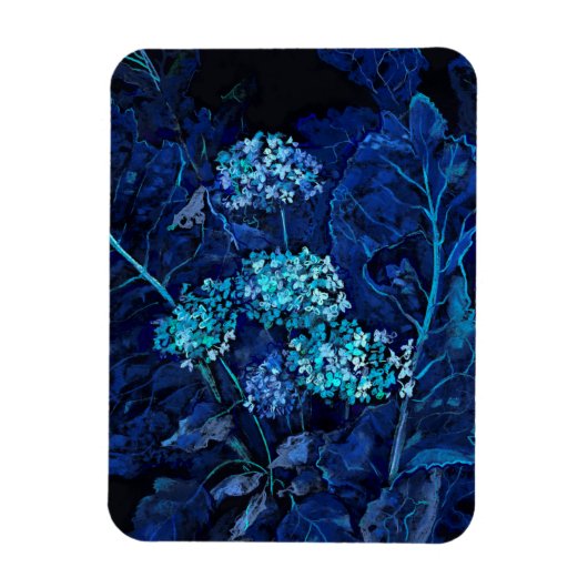 Hydrangea Flowers Horseradish Floral Painting Blue Magneet (Verticaal)