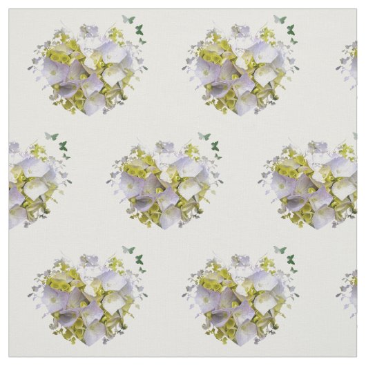 Hydrangea Flowers in een hart Stof (Swatch)