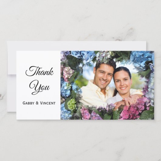Hydrangea Flowers Lijst Weddenschap Foto Bedankkaart (Voorkant)