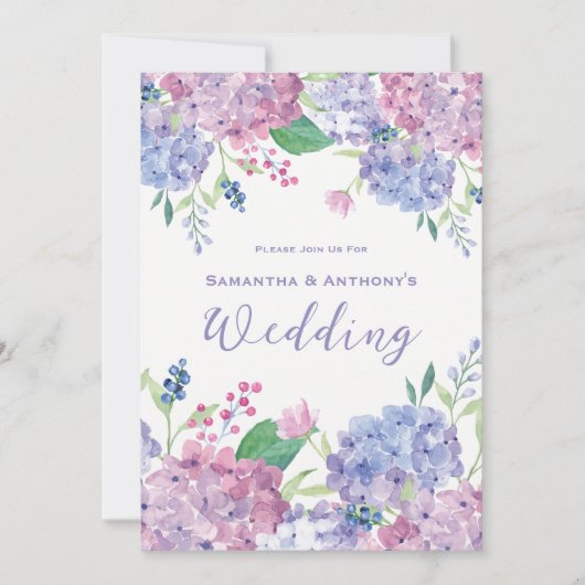 Hydrangea Flowers, Soft Paars, Blue, Weddenschap Kaart (Voorkant)
