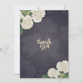 Hydrangea Flowers String Lights Navy Blue Wedding Kaart (Achterkant)