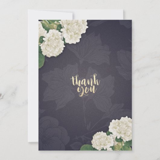 Hydrangea Flowers String Lights Navy Blue Wedding Kaart (Achterkant)