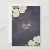 Hydrangea Flowers String Lights Navy Blue Wedding Kaart (Achterkant)