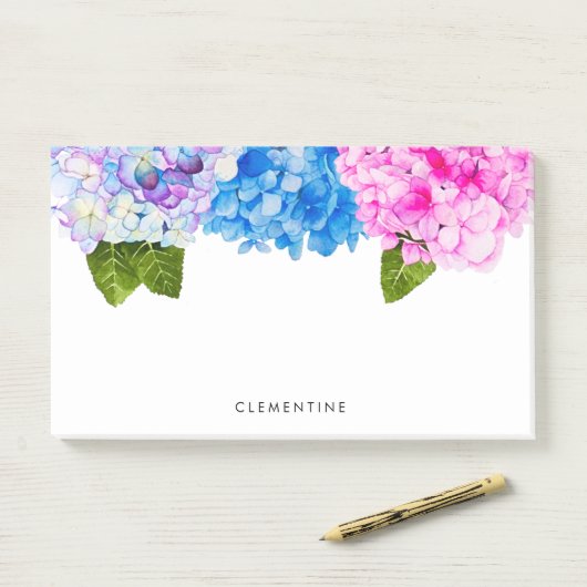 Hydrangea Flowers, Waterverf, gepersonaliseerd Post-it® Notes (Op bureau)