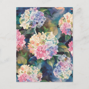 Hydrangea Flowers Waterverf Patroon Blank Briefkaart