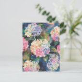 Hydrangea Flowers Waterverf Patroon Blank Briefkaart (Staand voorkant)