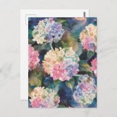 Hydrangea Flowers Waterverf Patroon Blank Briefkaart (Voorkant / Achterkant)