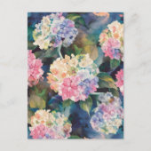 Hydrangea Flowers Waterverf Patroon Blank Briefkaart (Voorkant)