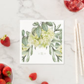 Hydrangea Foliage Mint Monogram Cocktail servetten (Insitu)