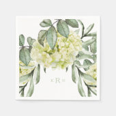 Hydrangea Foliage Mint Monogram Cocktail servetten (Voorkant)