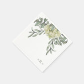Hydrangea Foliage Sage Monogram Cocktail Napkins Servet (Hoek)