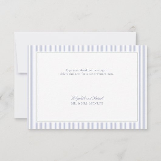 Hydrangea Formal Stripes Coastal Classic Wedding Bedankkaart (Achterkant)